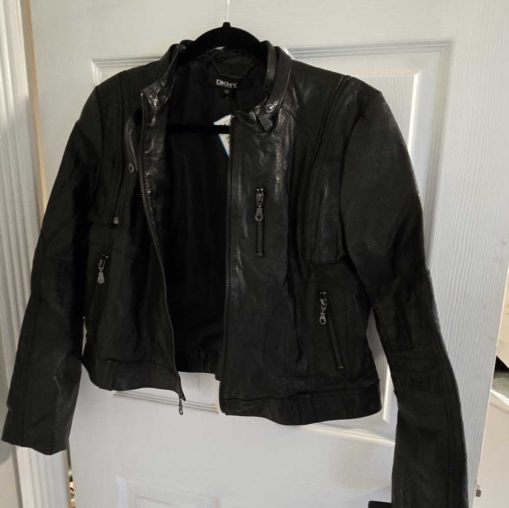 DKNY black leather jacket